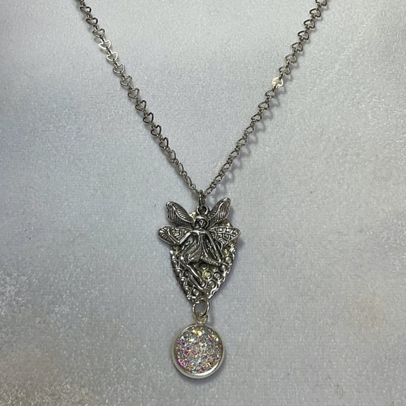 Tooth Fairy Druzy Heart Chain Necklace + Shirley Barber "The Tooth Fairy" Book - Picture 2 of 6